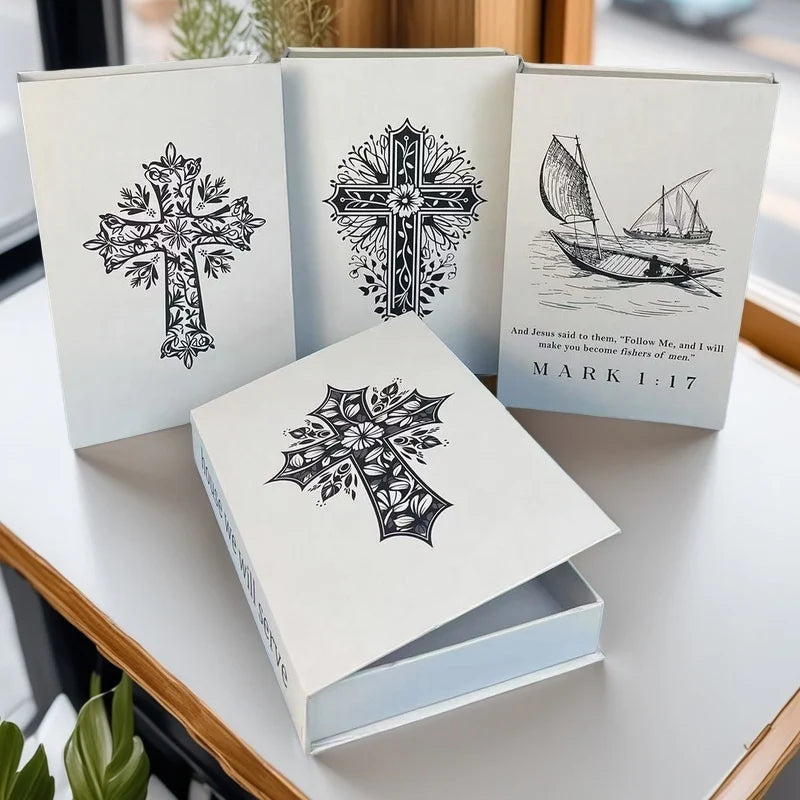Jehovah Cross Bible Luxury Fake Book Storage Box Decorative Books Home Decor Coffee Table Bedroom Ornament Interior Decoration