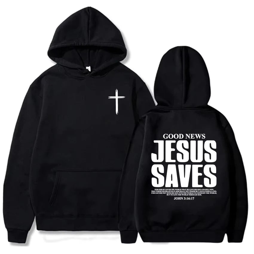 Jesus Saves John 3:16:17 Hoodies Christian Bible Verse Sweatshirts Men Women Clothes Winter Comfortable Pocket Pullovers Graphic