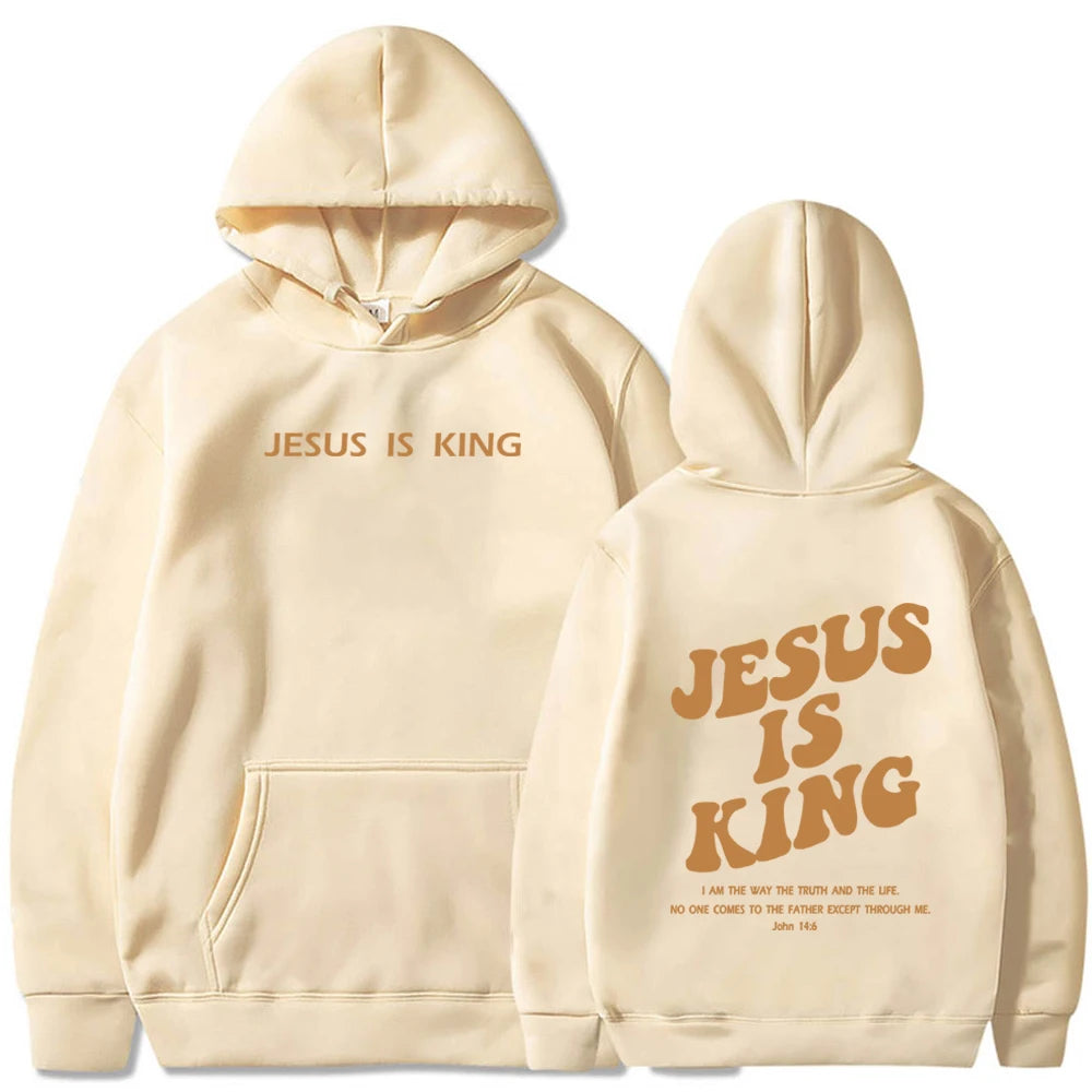 Jesus Is King Hoodie Christian Faith Sweatshirt Jesus Saves Man Woman Harajuku Pullover Tops Streetwear