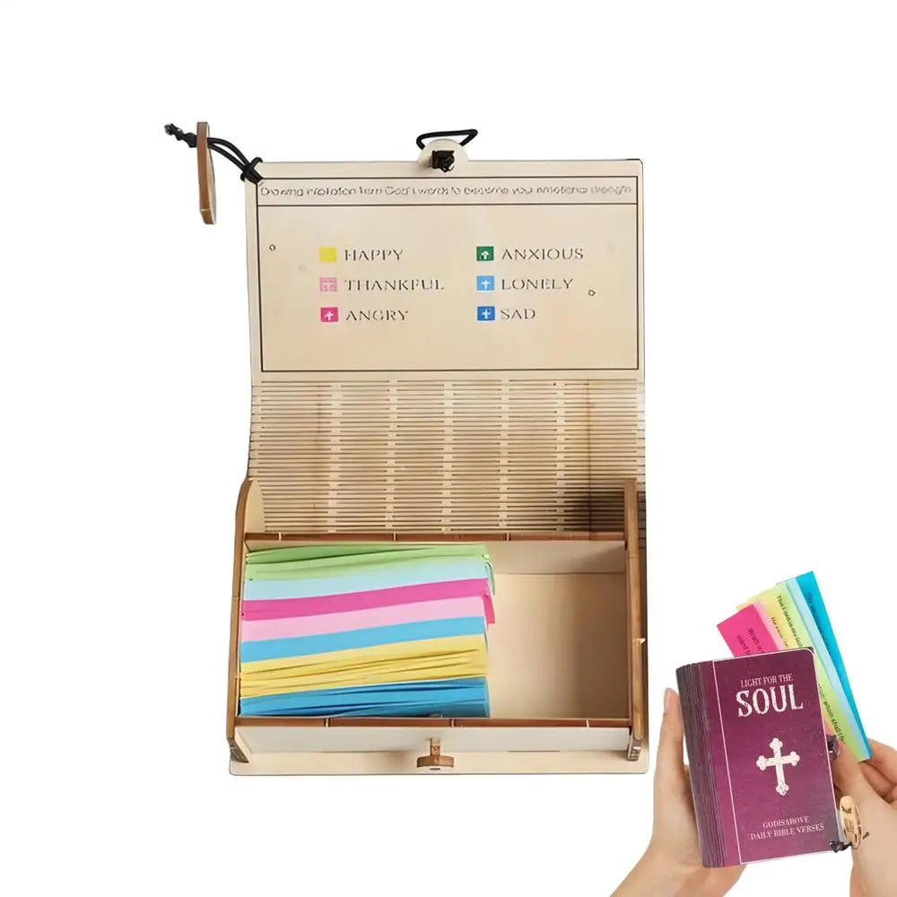 Bible Scripture Cards 90pcs Color-Coded Bible Verses in Wooden Box Christian Scripture Prayer Cards new year gift for Women Men
