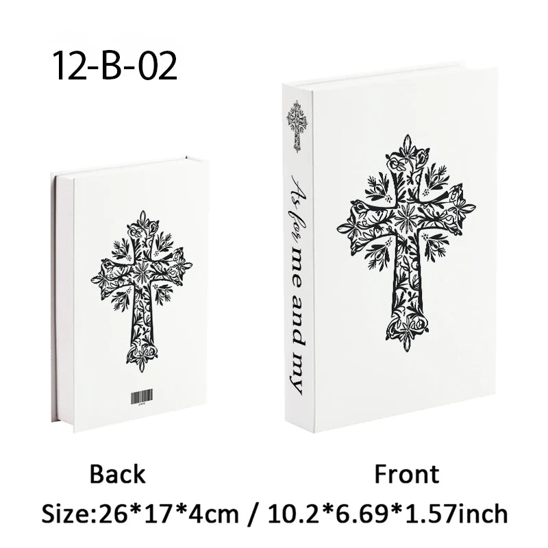 Jehovah Cross Bible Luxury Fake Book Storage Box Decorative Books Home Decor Coffee Table Bedroom Ornament Interior Decoration