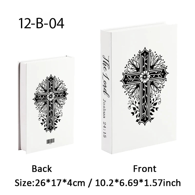 Jehovah Cross Bible Luxury Fake Book Storage Box Decorative Books Home Decor Coffee Table Bedroom Ornament Interior Decoration