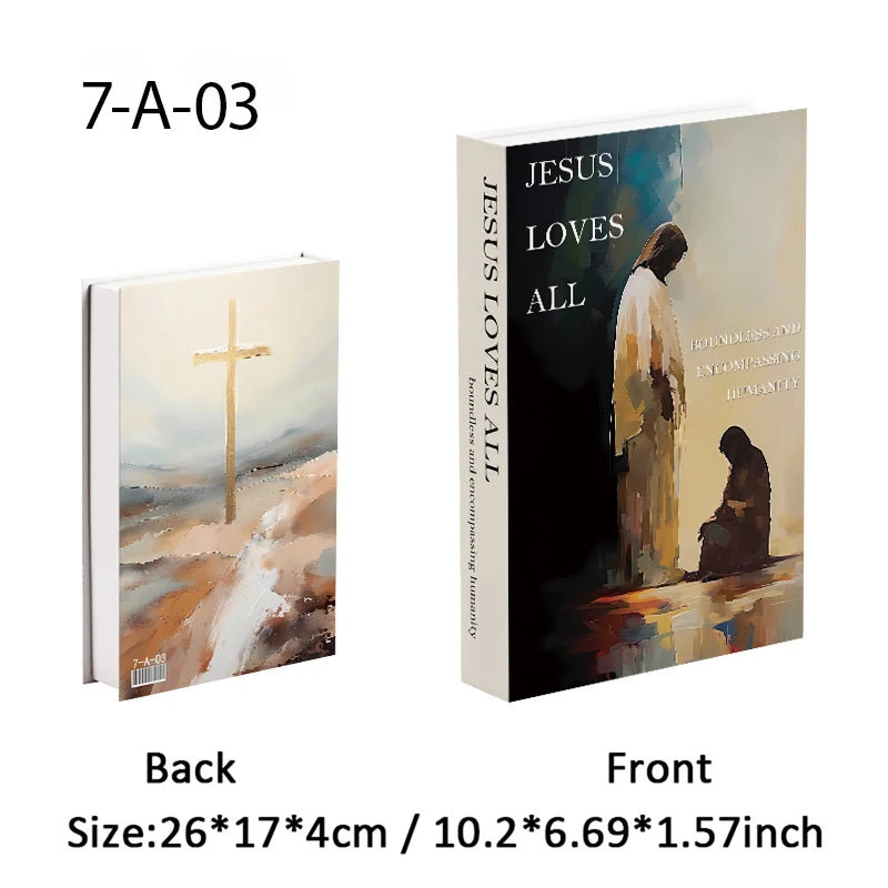 Jehovah Cross Bible Luxury Fake Book Storage Box Decorative Books Home Decor Coffee Table Bedroom Ornament Interior Decoration