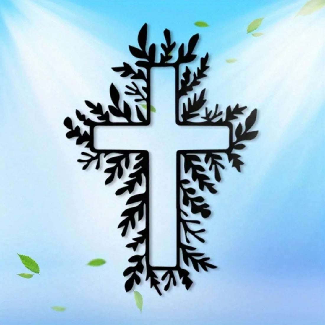 Vintage Metal Cross Wall Decor - Christian Black Iron Art for Home Church, Religious Gifts