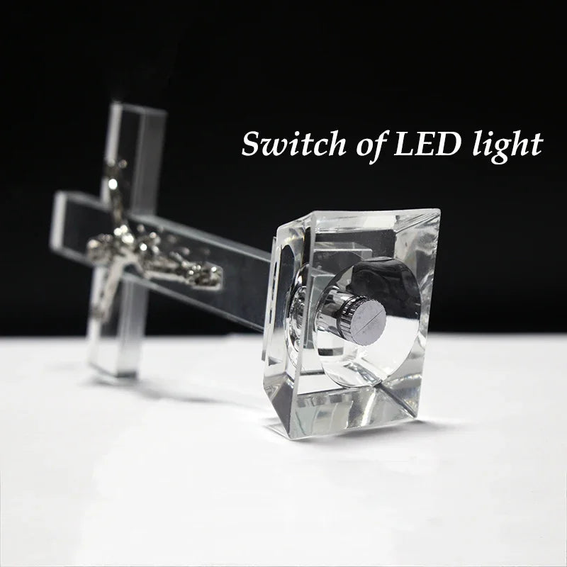 Jesus Cross Statue Christian Crystal Cross Church Ornaments Religious Style Desktop Decoration Creative Figurine Sculpture